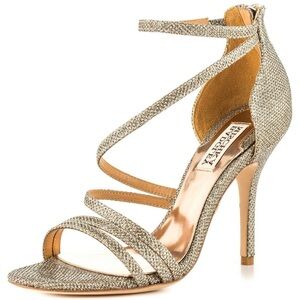 Badgley Mischka Gold Stiletto Strappy Heels Women's Size 9